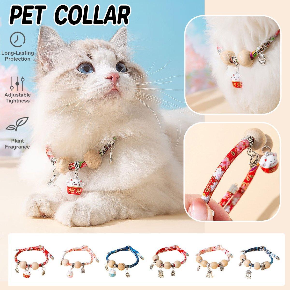 Camphor Wood Bead Collar Pink with Bell