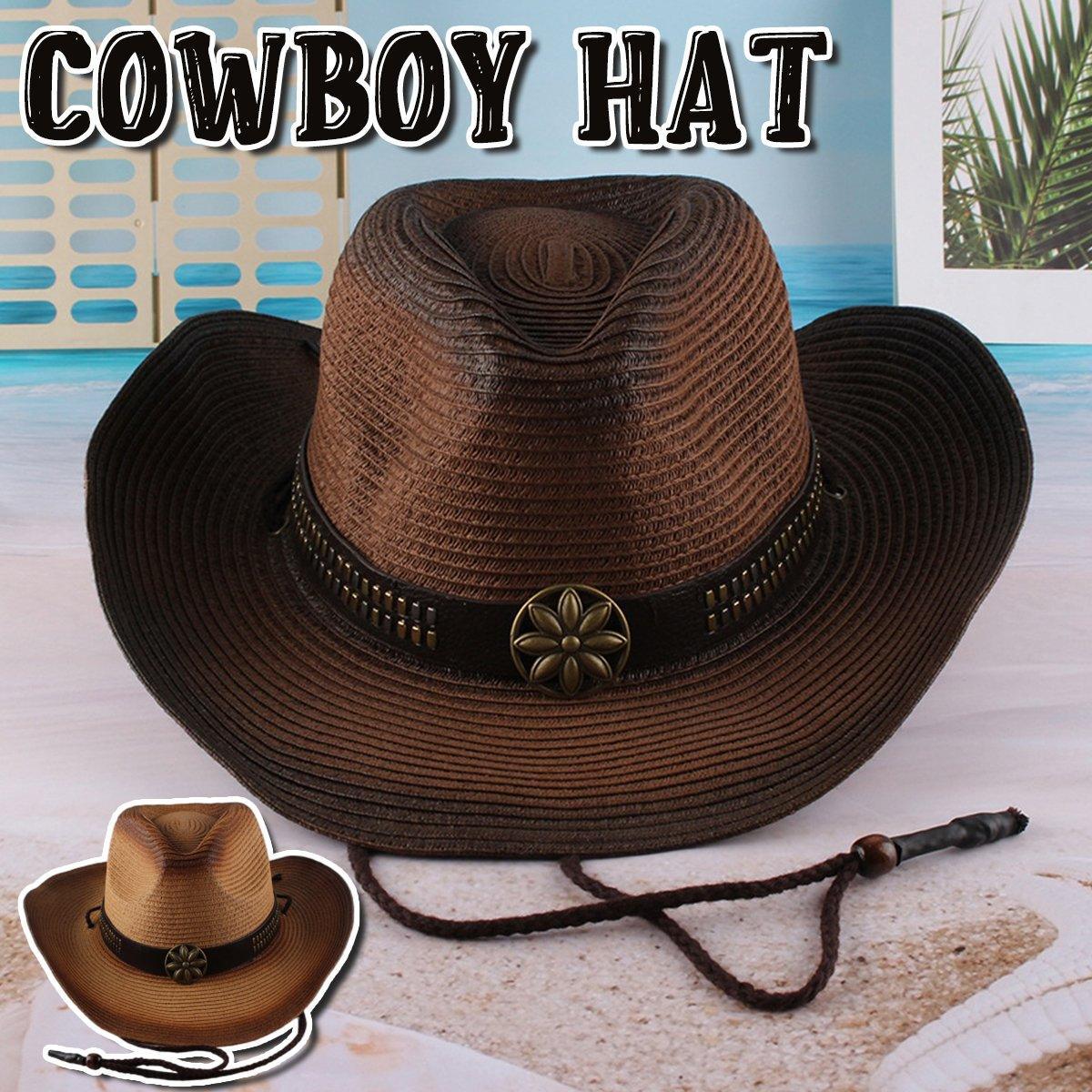 Outdoor Western Cowboy Straw Hat Coffee