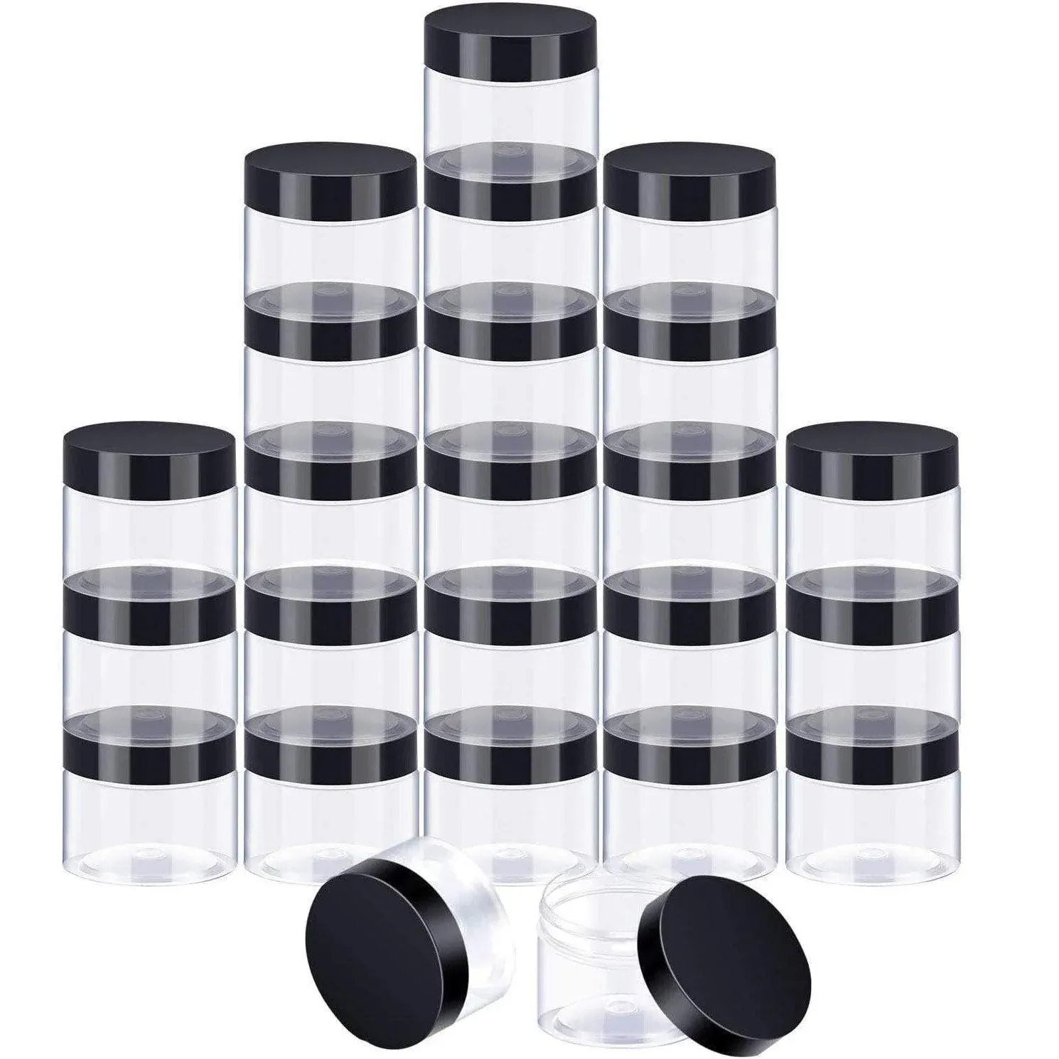 10pcs Wide Mouth Plastic Jars Black Lid 50ml