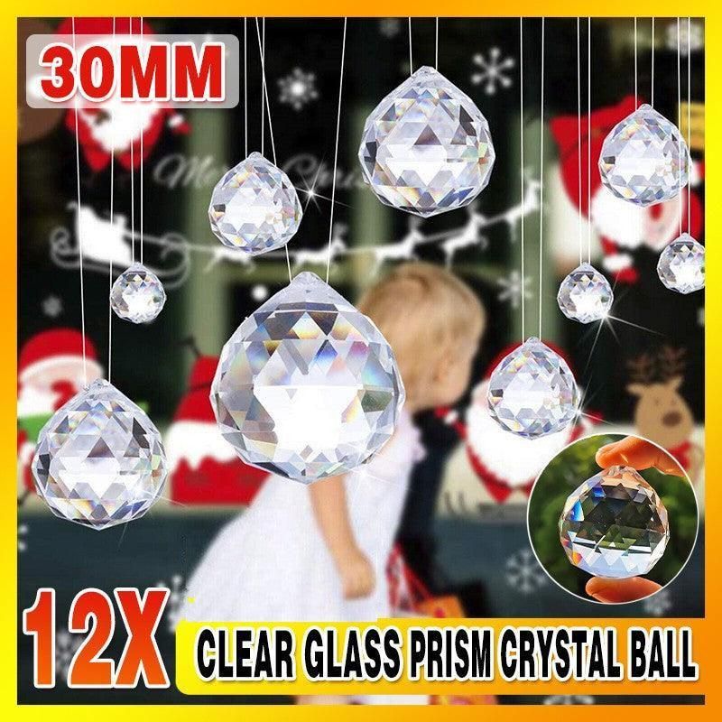 12Pcs 30mm Clear Glass Prism Crystal Ball