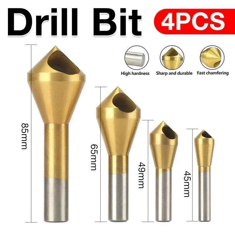4PCS HSS Countersink Chamfer Drill Bit Set