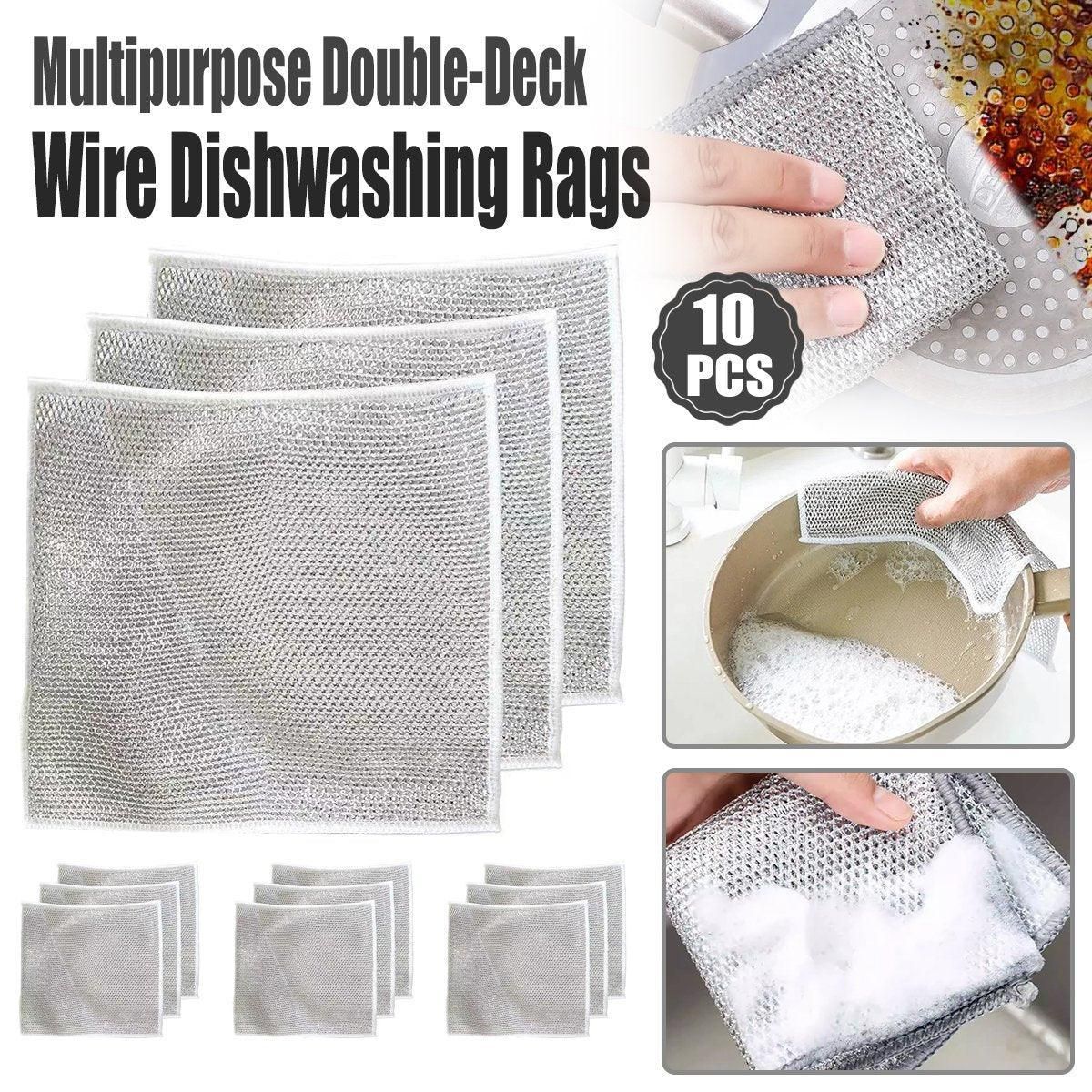 10PCS Double Layer Dishcloth Metal Fiber