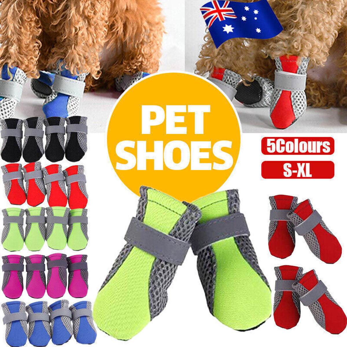 Dog Shoes Black XL 4PCS Anti Slip