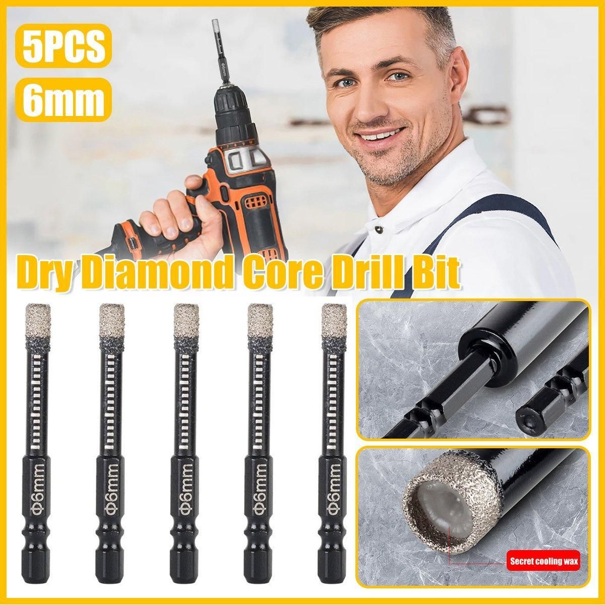 5Pcs Dry Diamond Core Drill Bit 6mm