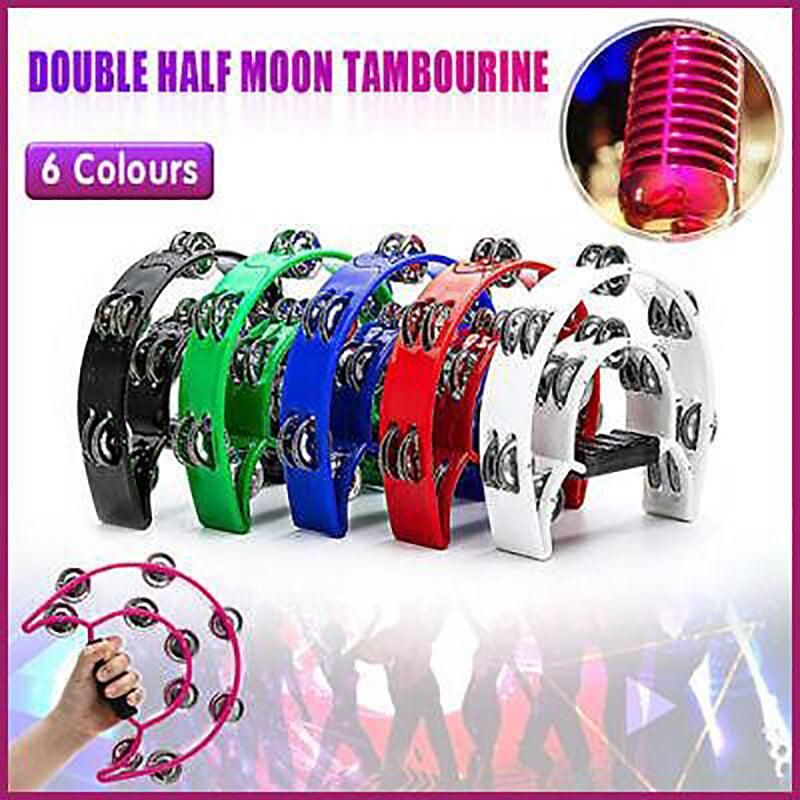 Double Half Moon Tambourine White - Image 2