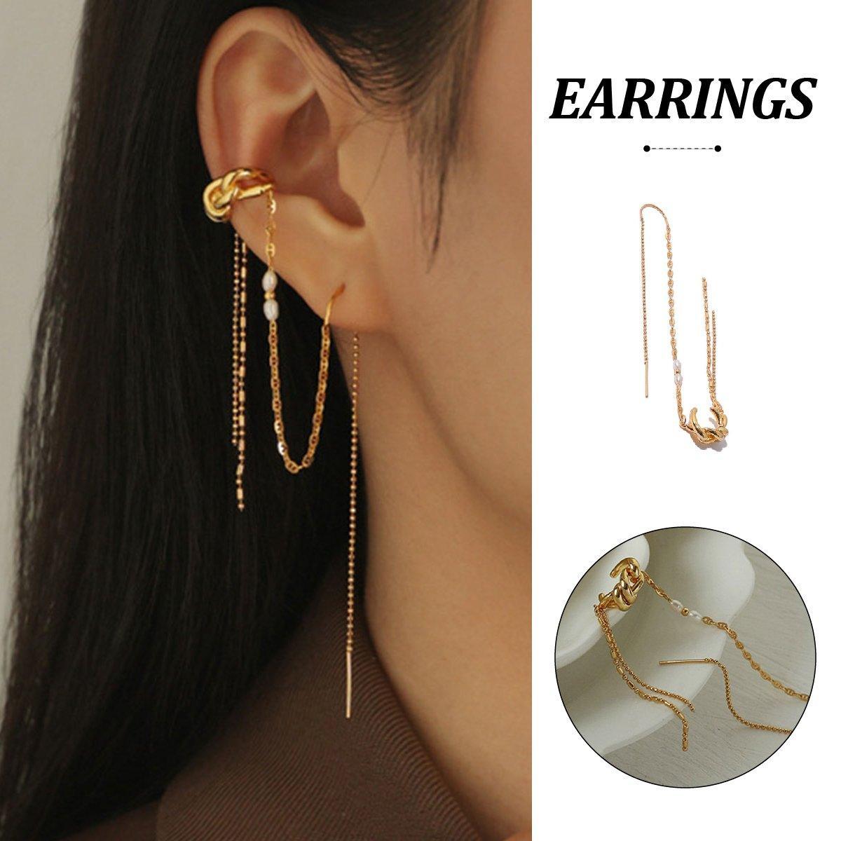 One Piece Pearl Ear Wire Wrap Ear Cuff