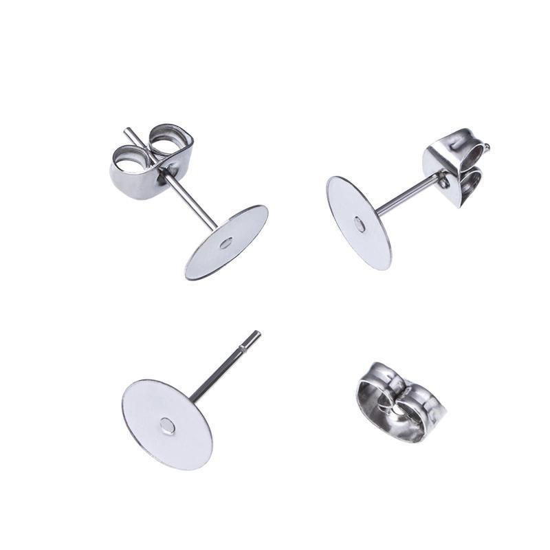 50PCS Earring Stud Posts Pads 8MM - Image 2