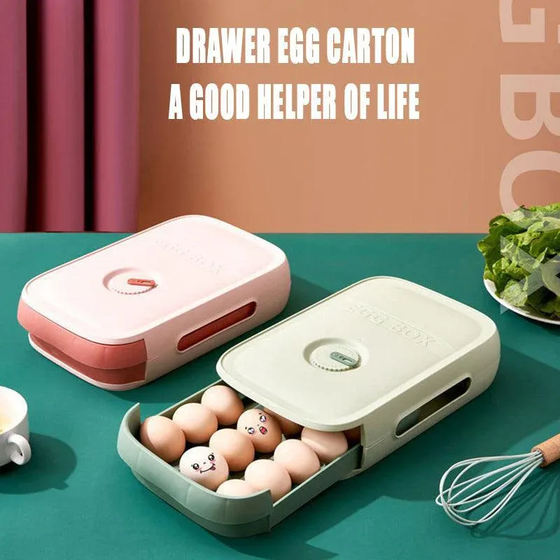 Drawer Type Eggs Tray Storage Box Pink - Image 10