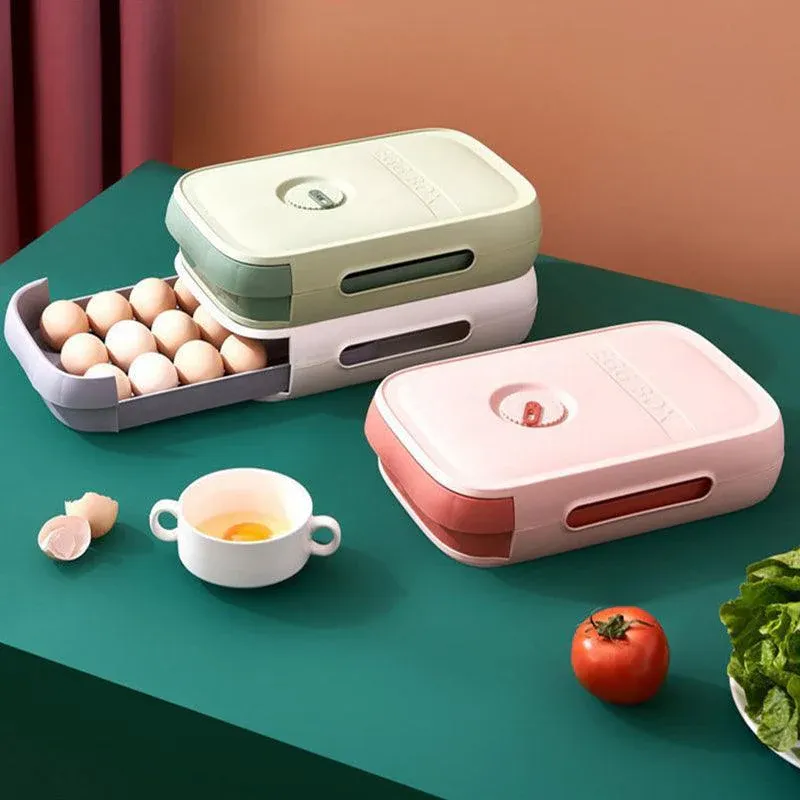 Drawer Type Eggs Tray Storage Box Pink - Image 11