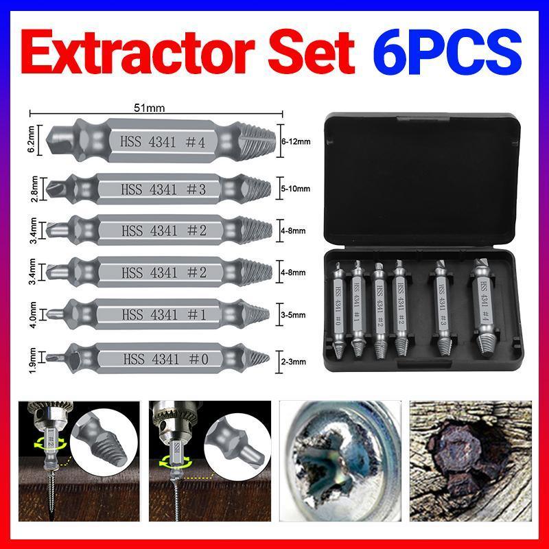 6Pcs Damaged Screw Extractor Set