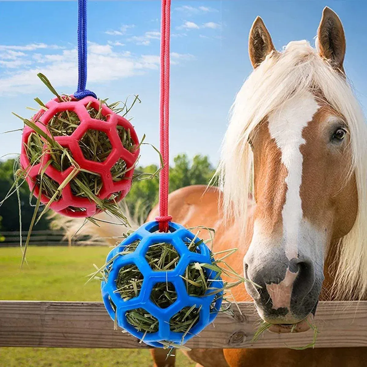 Hanging Hay Feeder Green for Horses - Image 11