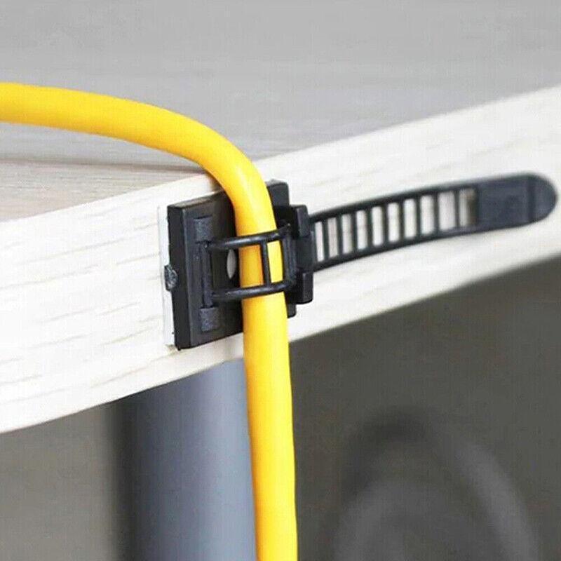 Adjustable Cable Clips Straps Adhesive Organizer Black - Image 4