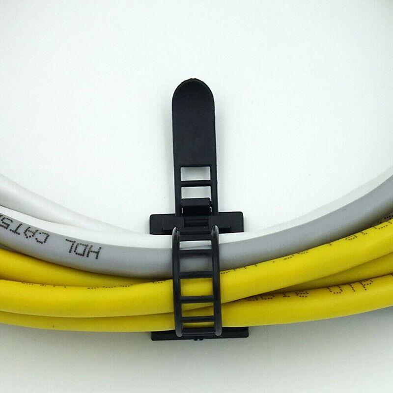 Adjustable Cable Clips Straps Adhesive Organizer Black - Image 5