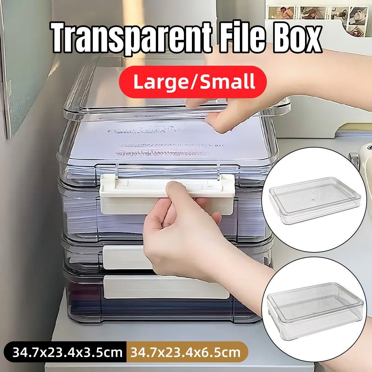Large Capacity A4 File Storage Box Transparent Small