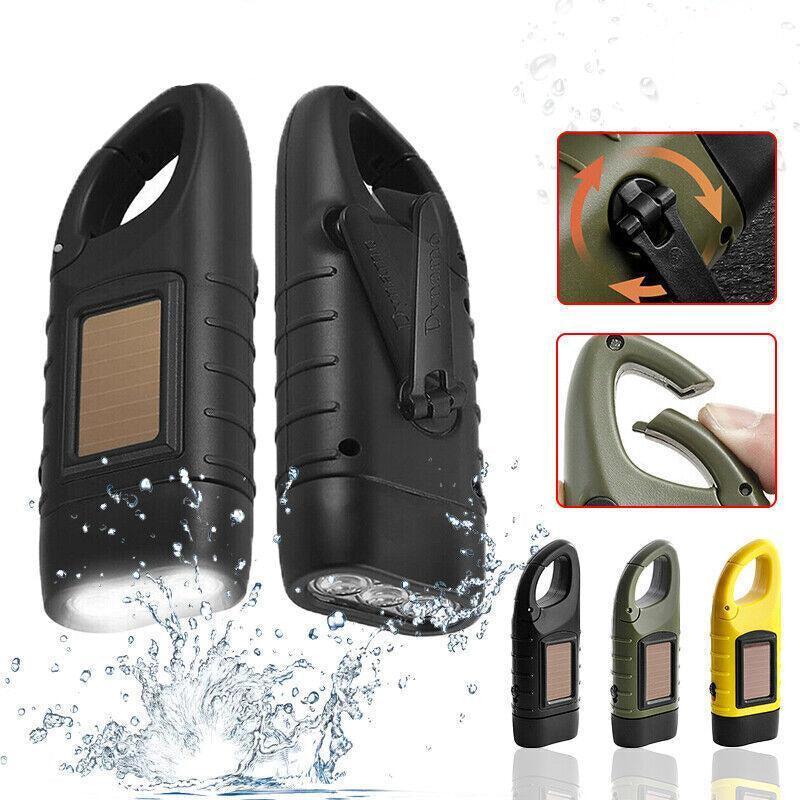 Hand Crank Solar LED Flashlight Yellow