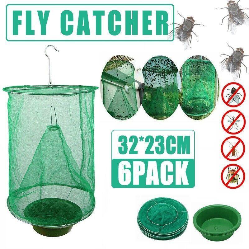 6PCS Reusable Hanging Fly Trap Net Cage