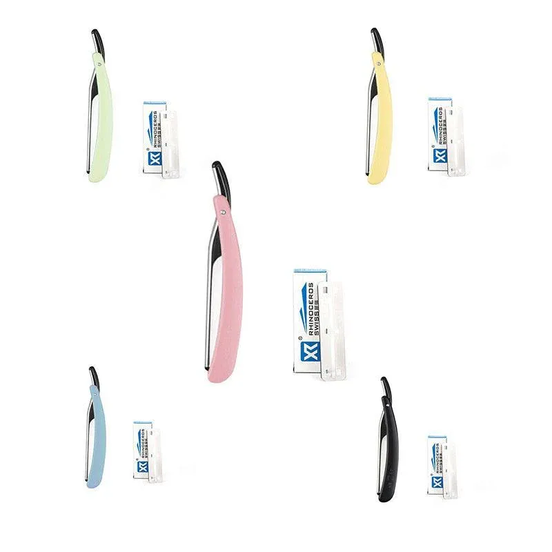 Old Shaver Razor Eyebrow Knife Folding Blue with 10PCS Blades - Image 3