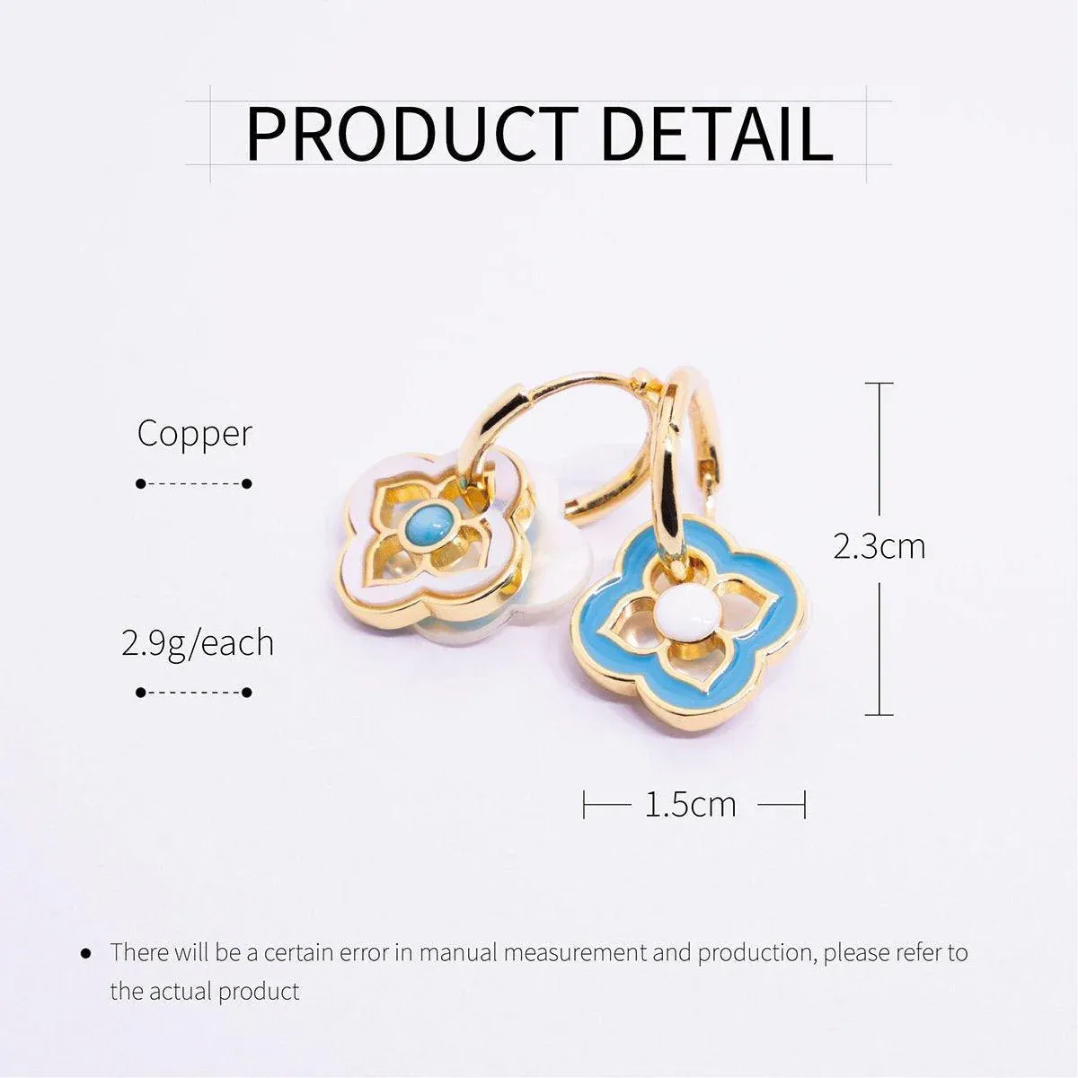 Natural Shell Four-Leaf Clover Earrings - Image 3