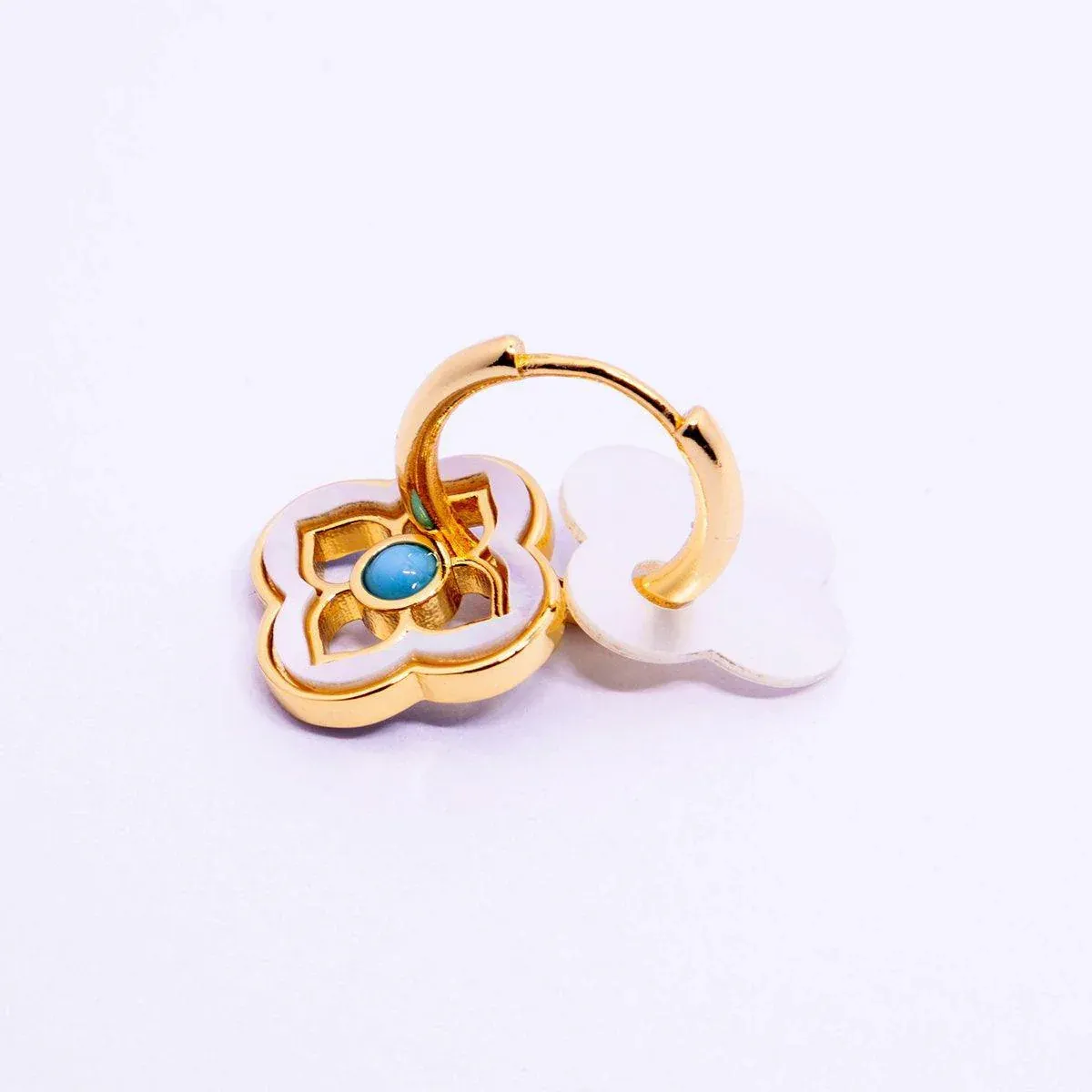 Natural Shell Four-Leaf Clover Earrings - Image 8