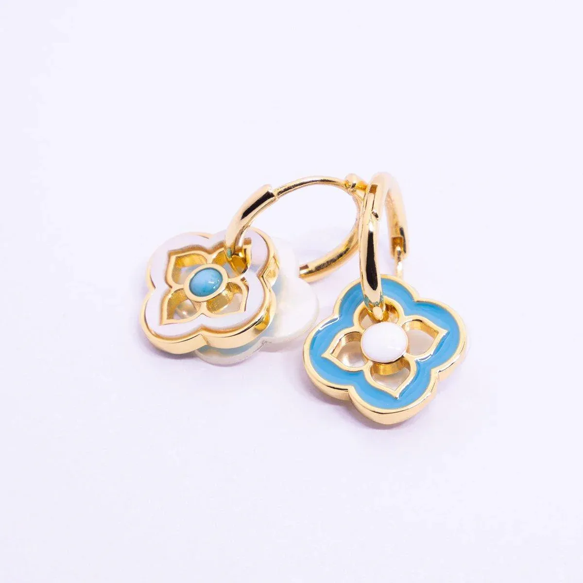Natural Shell Four-Leaf Clover Earrings - Image 10