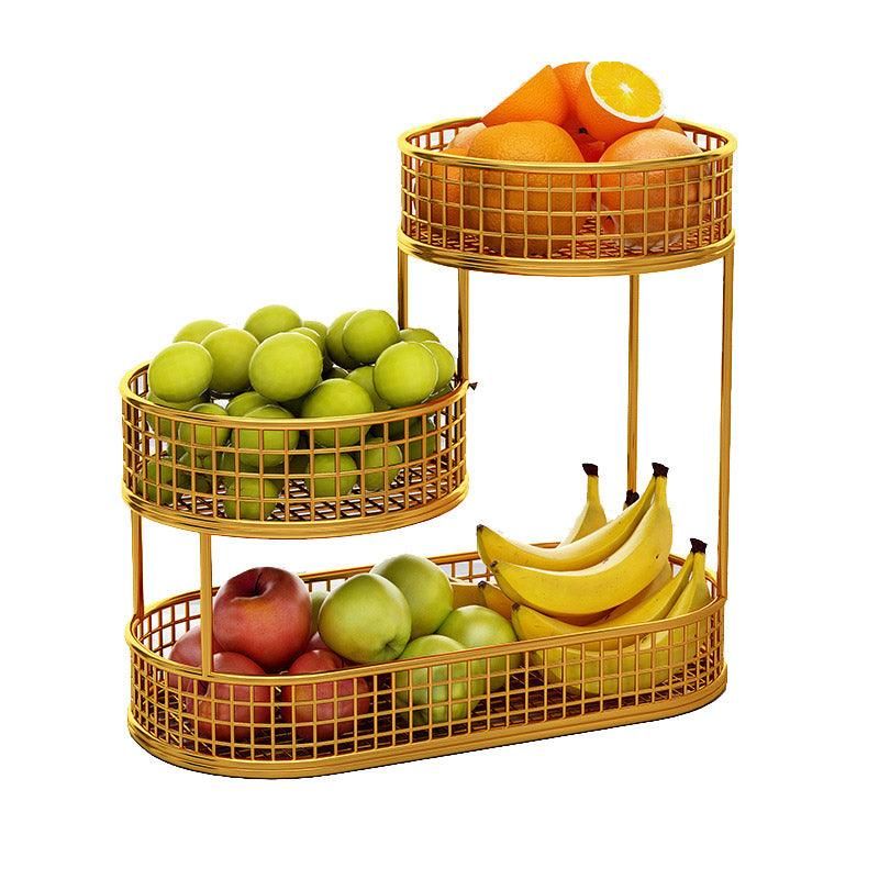 Multi-Layer Fruit Basket Storage Rack Gold