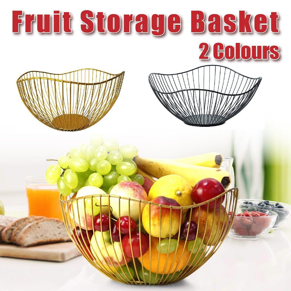 Large Iron Fruit Storage Basket Gold