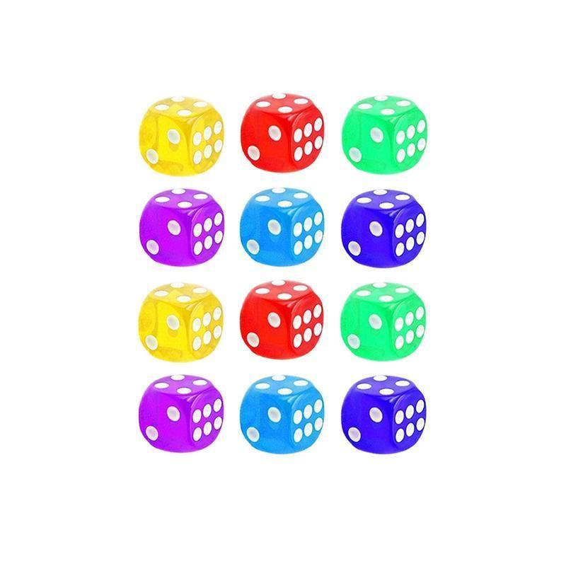 12PCS 6 Sided Games Dice Transparent