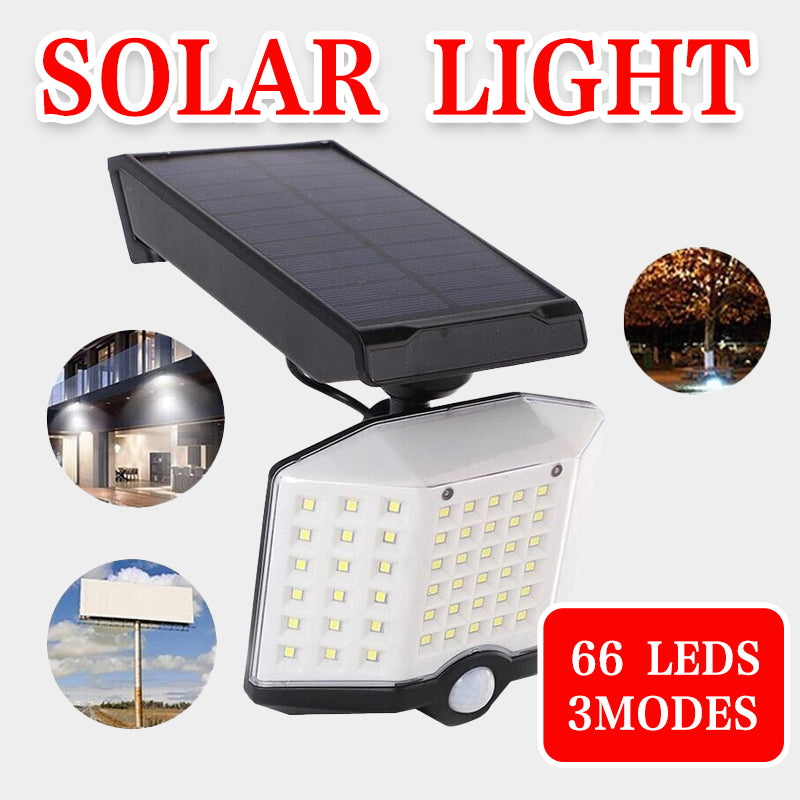 66 LED Solar Motion Sensor Light 3 Heads