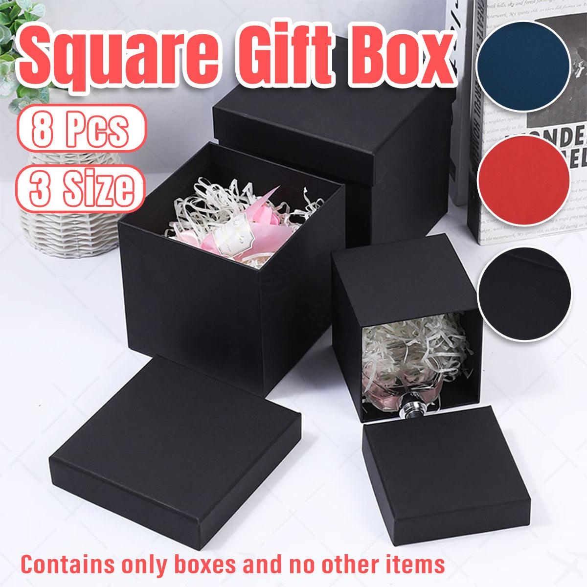 Square Gift Boxes 8pcs Black 12x12cm