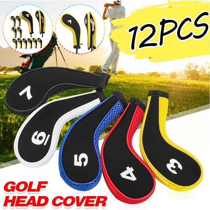 12Pcs Golf Head Cover Set Black