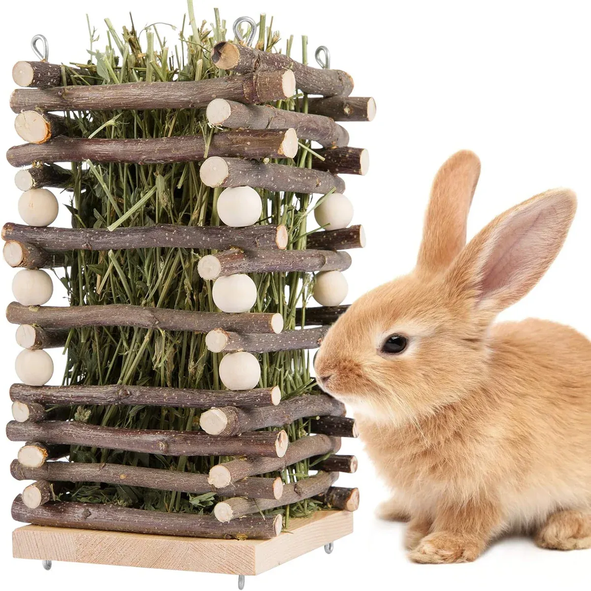 Rabbit Hay Feeder Rack Apple Wood - Image 5