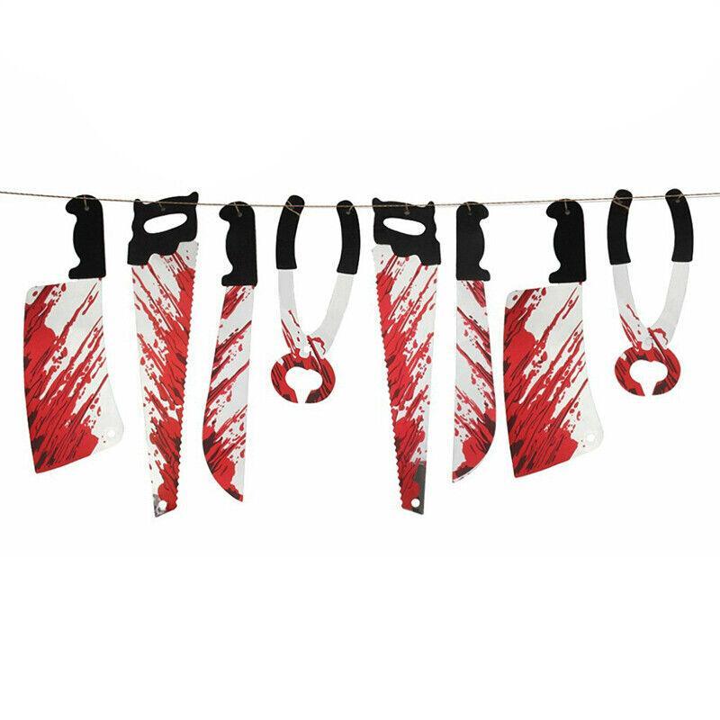 8Pcs Halloween Hanging Bloody Weapons Props - Image 2