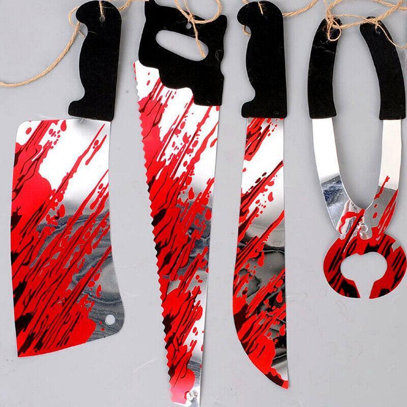 8Pcs Halloween Hanging Bloody Weapons Props - Image 3