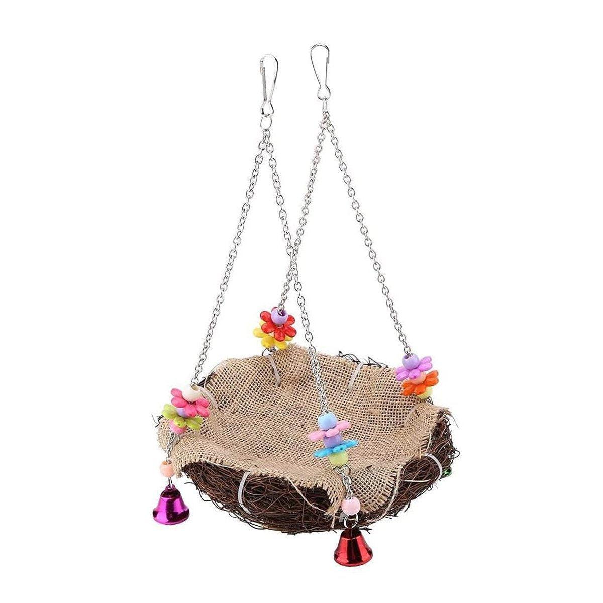 Bird Parrot Swing Stand Rattan Nest S 12cm - Image 7
