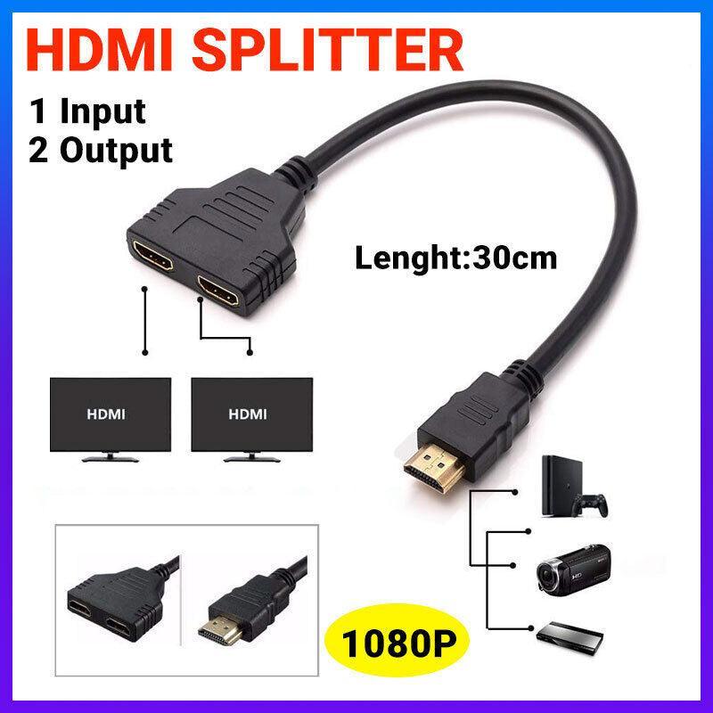 HDMI Splitter 1 In 2 Out Cable Adapter 1080P