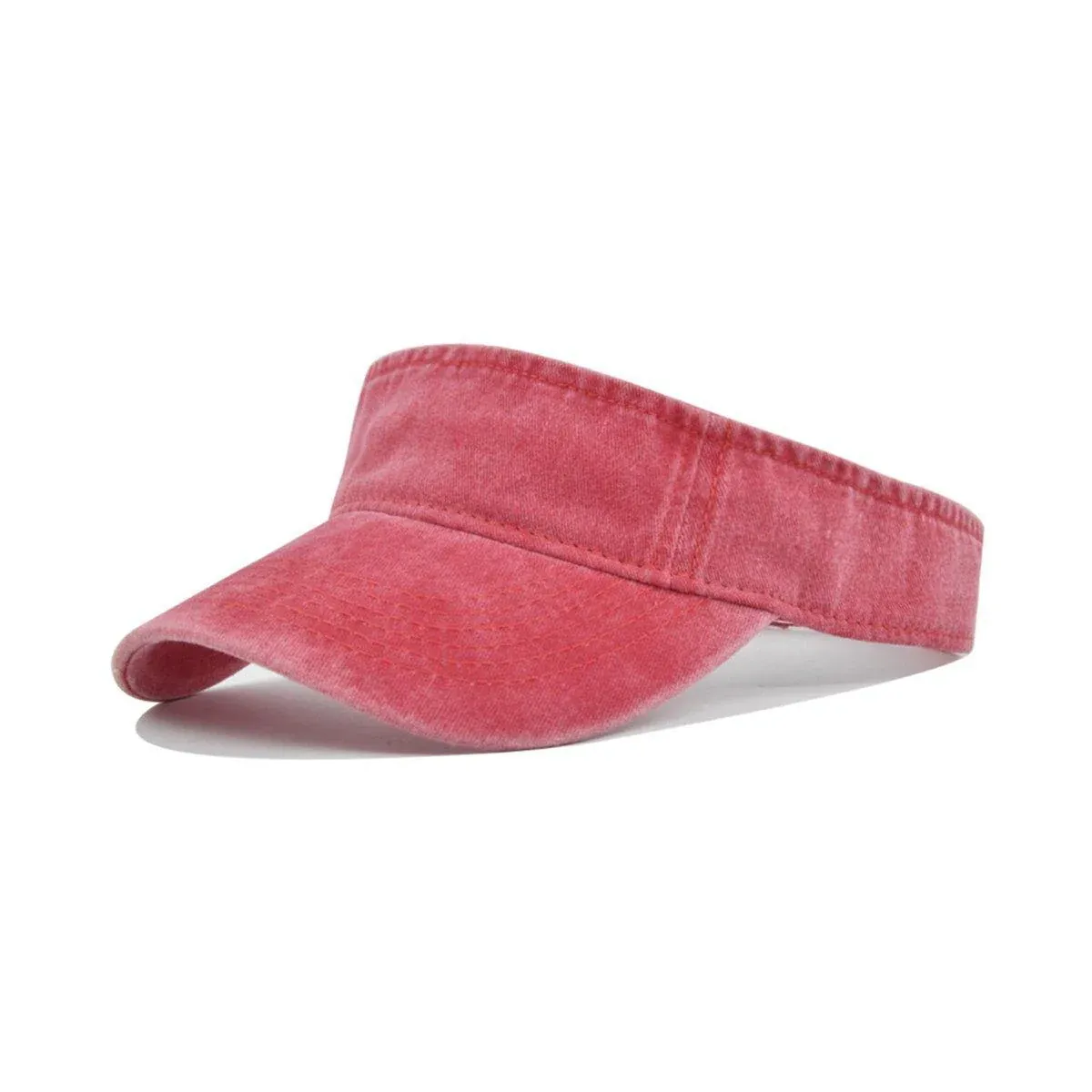 Summer Denim Sun Visor Cap - Red