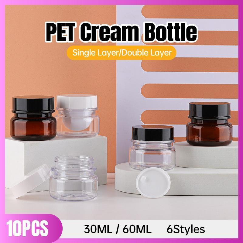 10pcs PET Plastic Cosmetic Bottles 60ml Transparent Black Single