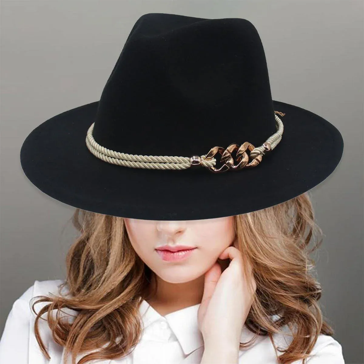 Jazz Hat Retro Large Brim - Black - Image 6