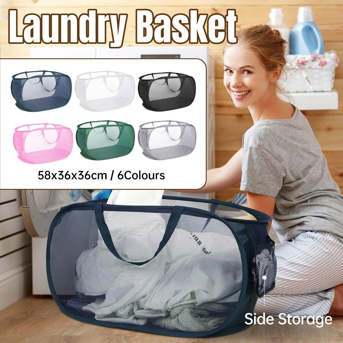 Large Folding Laundry Basket Green