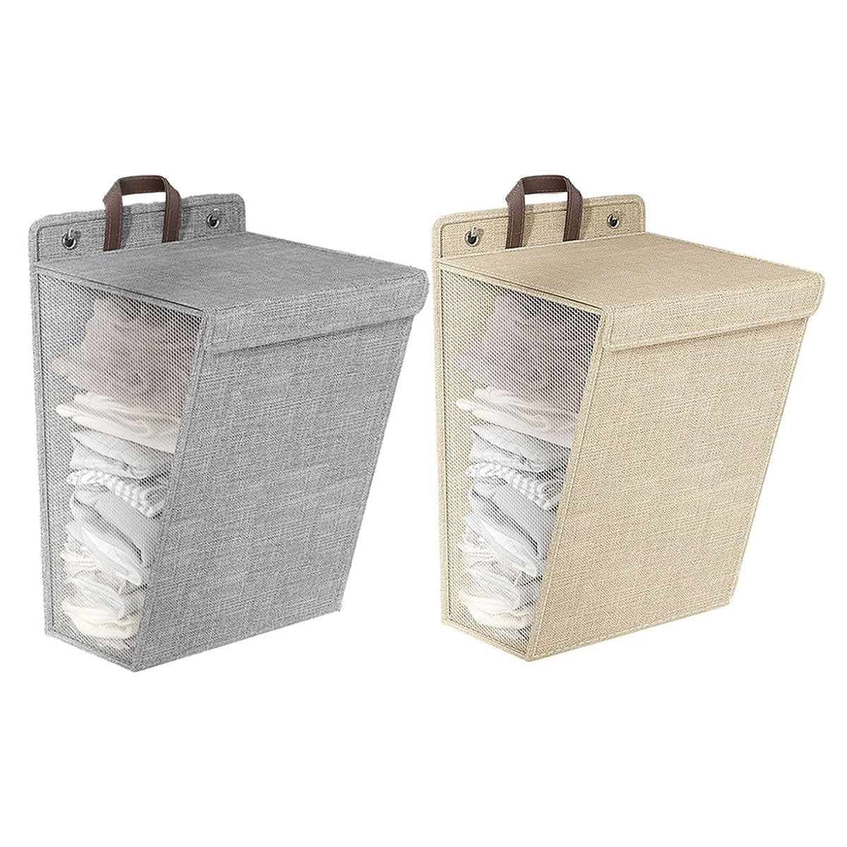 Foldable Laundry Basket Wall Mounted Grey - Image 2
