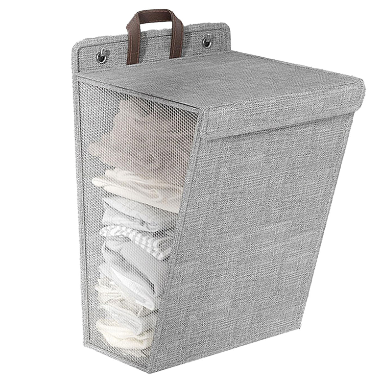 Foldable Laundry Basket Wall Mounted Grey - Image 6