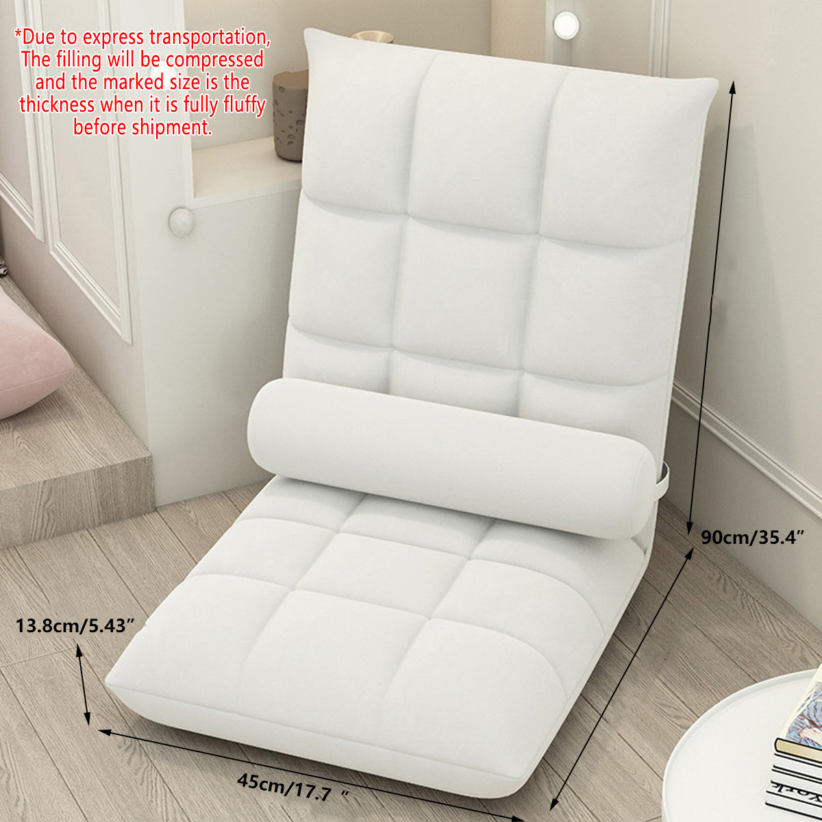 Floor Lounge Sofa Bed White - Image 3
