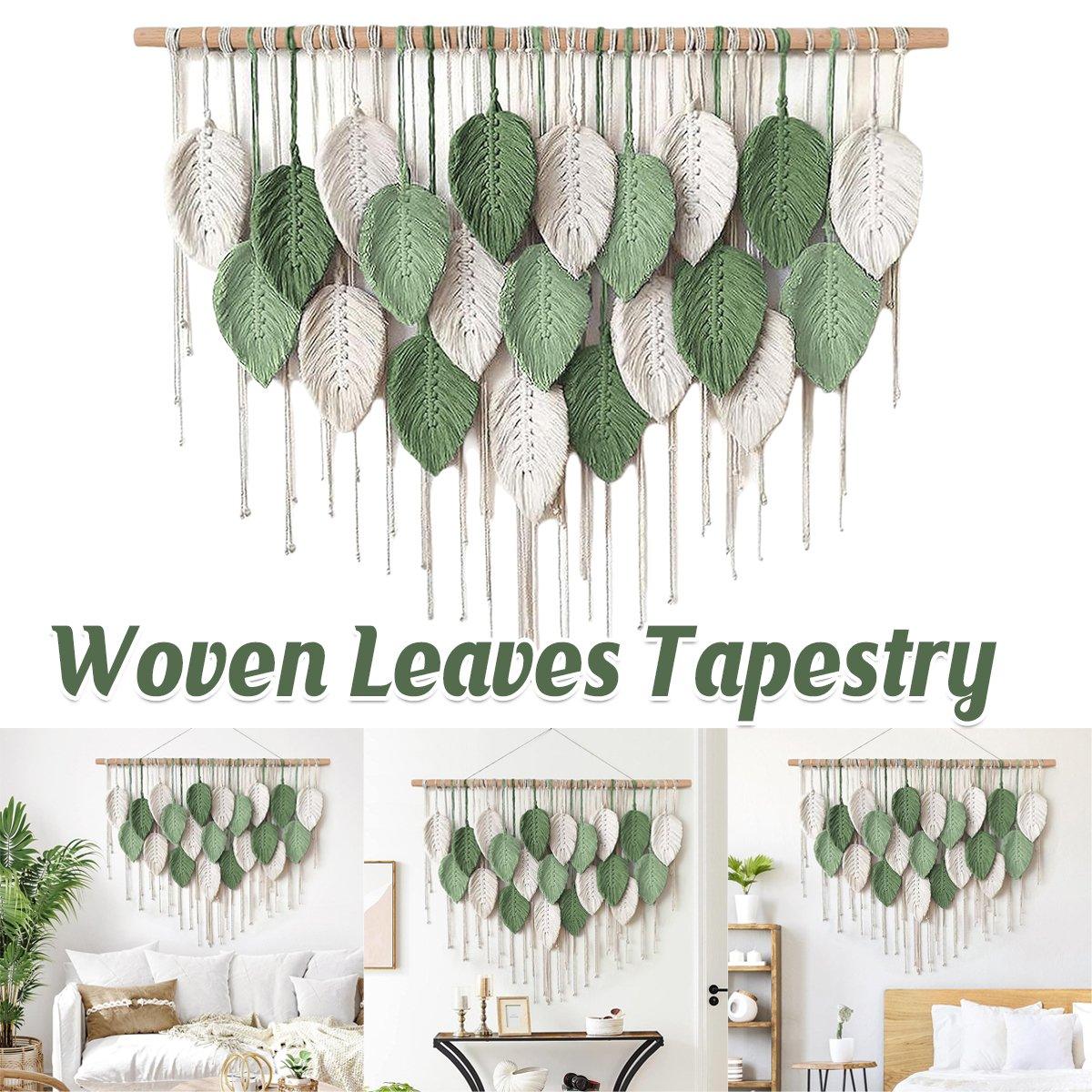 Cotton Rope Woven Leaves Tapestry Wall Hanging