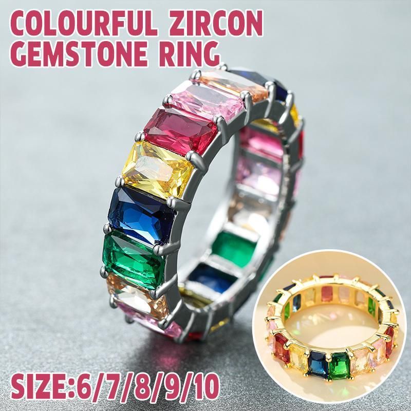Rainbow Zircon Ring Gold - Size 8 - Image 2