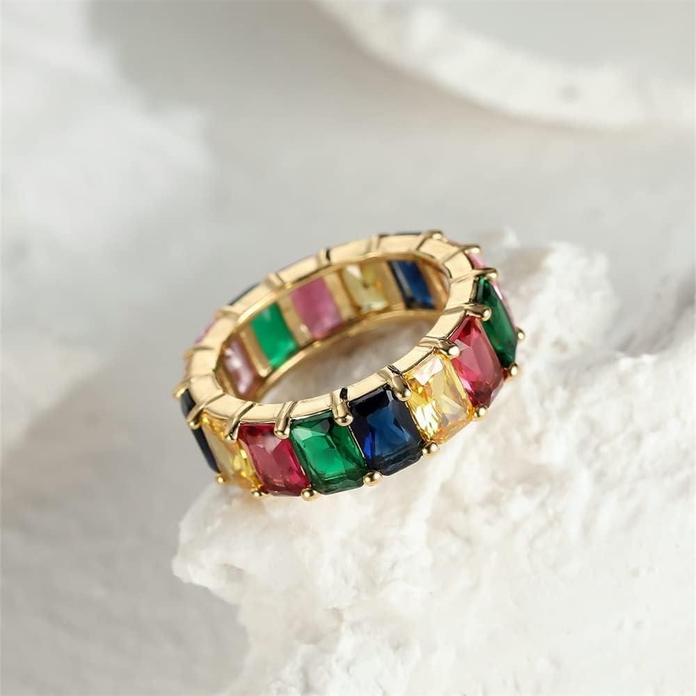 Rainbow Zircon Ring Gold - Size 8 - Image 5