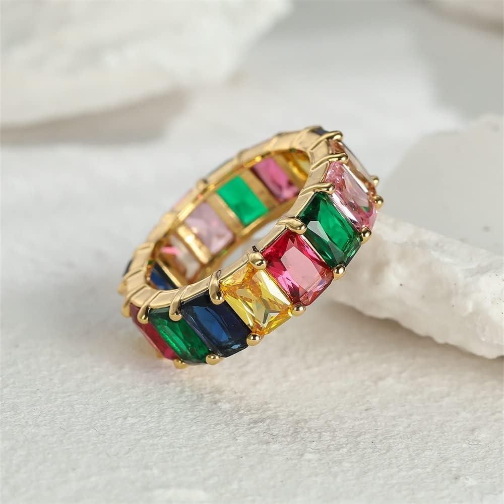 Rainbow Zircon Ring Gold - Size 8 - Image 6