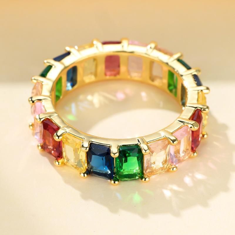 Rainbow Zircon Ring Gold - Size 8 - Image 11
