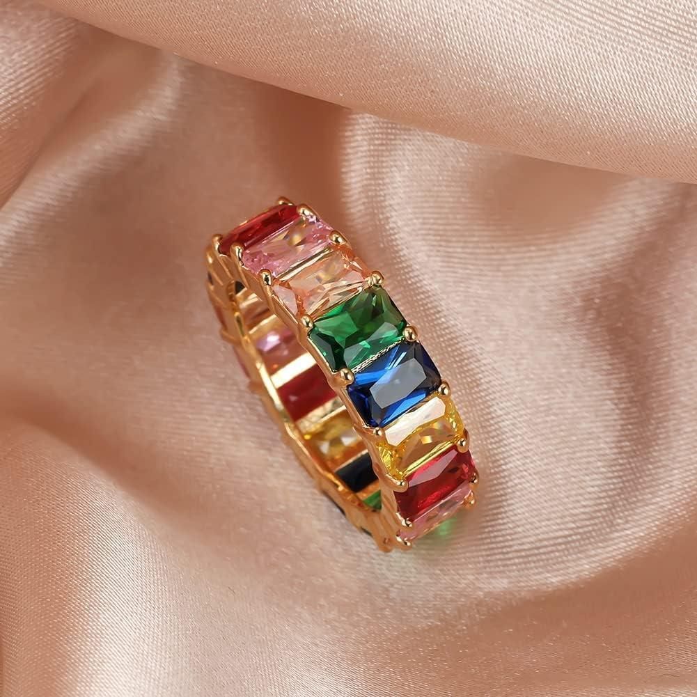 Rainbow Zircon Ring Gold - Size 9 - Image 4