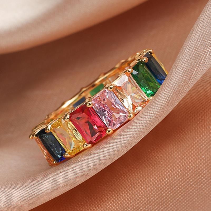 Rainbow Zircon Ring Silver - Size 9 - Image 8