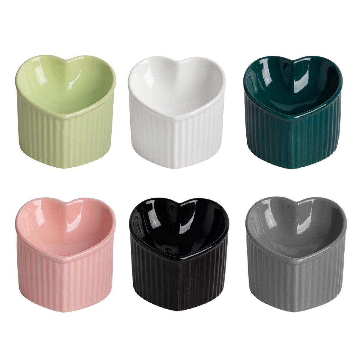 Love Shape Slanted Cat Bowl Ceramic Black - Image 2